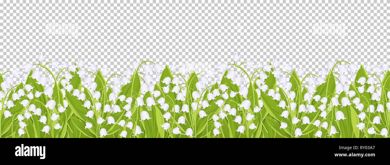 Seamless border with tender spring flowers lily of the valley, floral