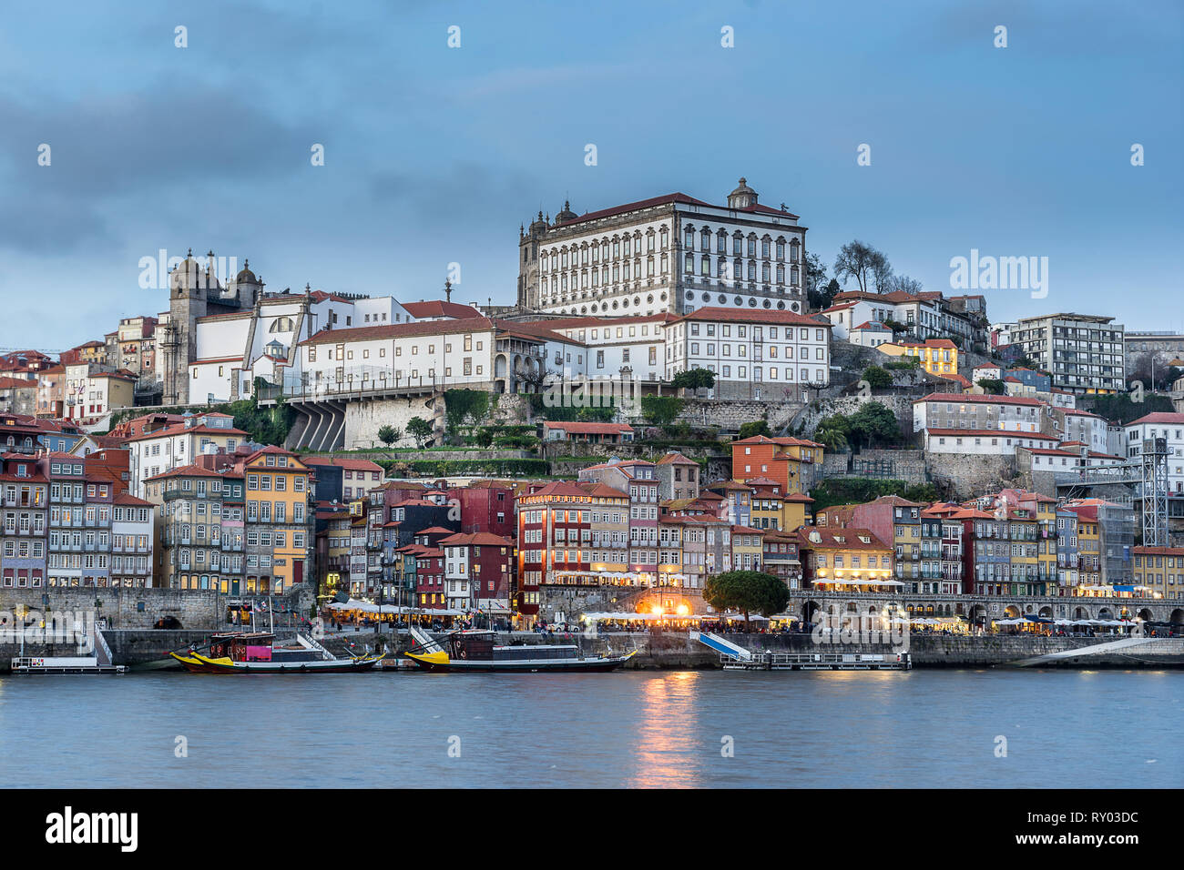 Looking across the Douro River to the Serra do Pilar Monastery Stock Photo