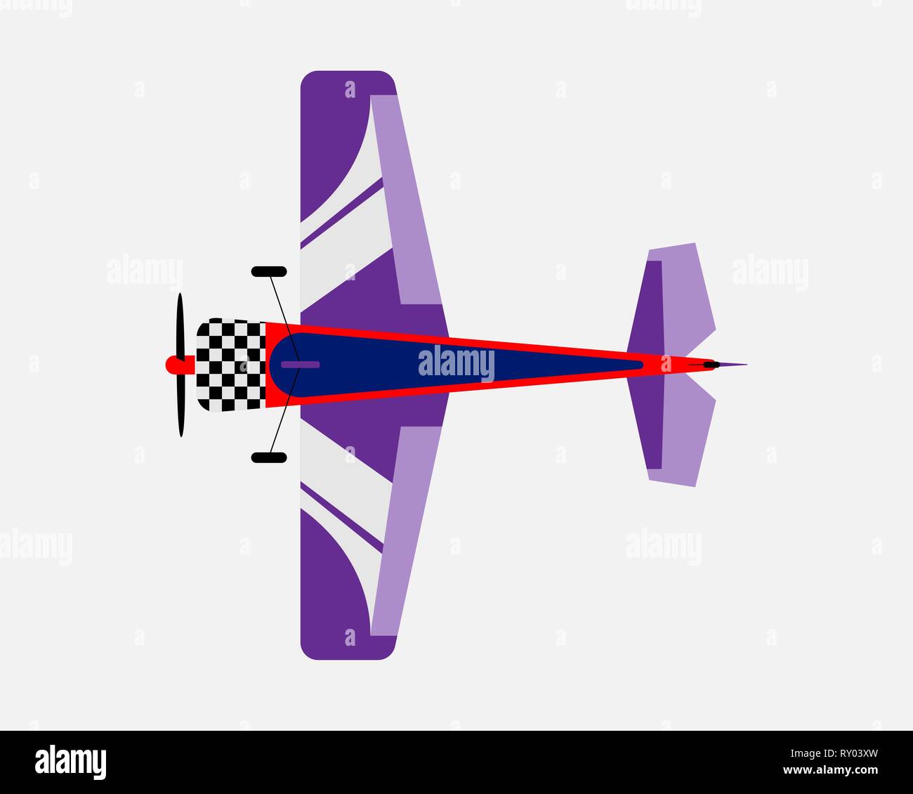 Airplane with a propeller. Bottom view. Vector illustration. Stock Vector