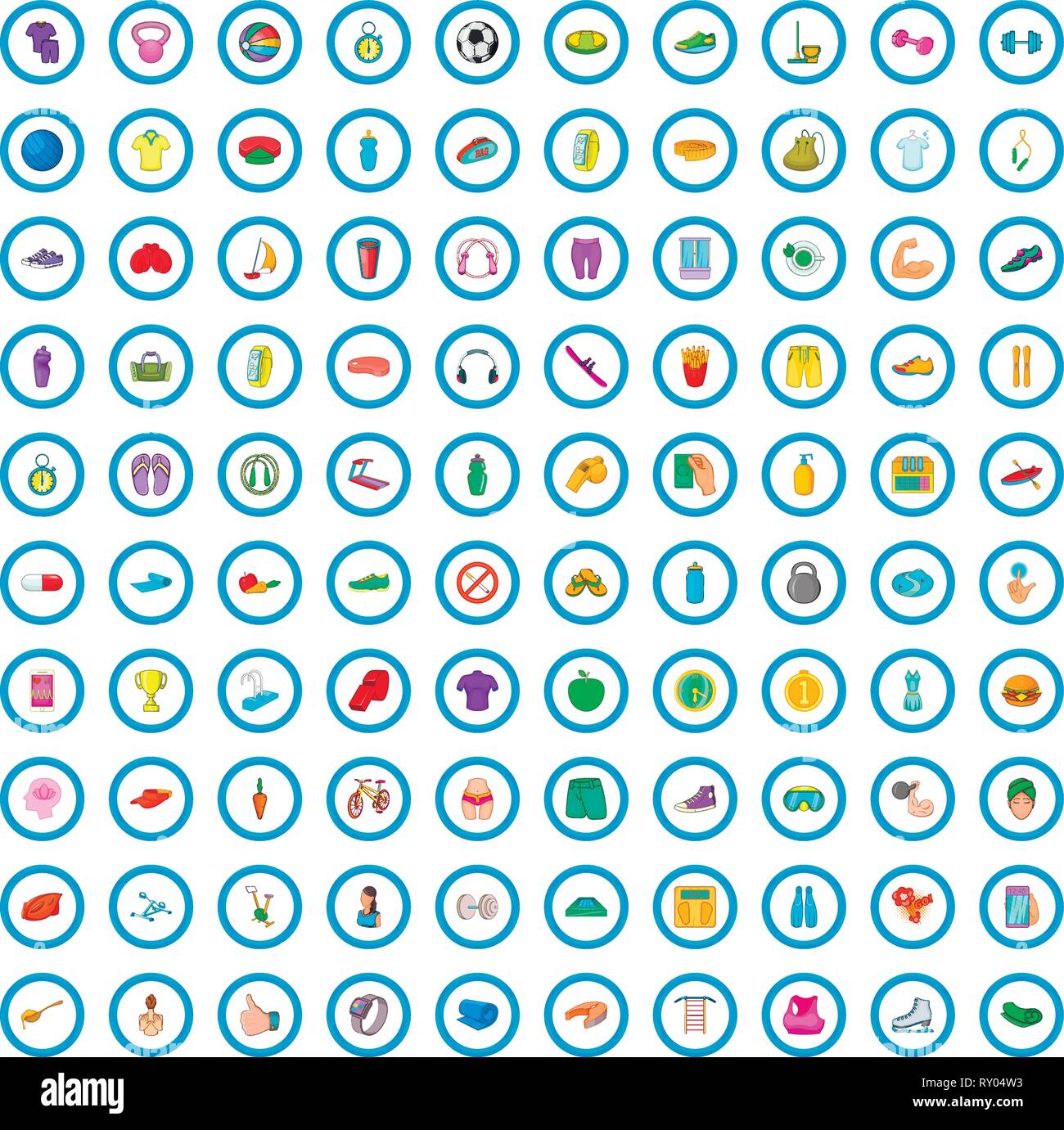 100 exercise icons set, cartoon style Stock Vector Image & Art - Alamy