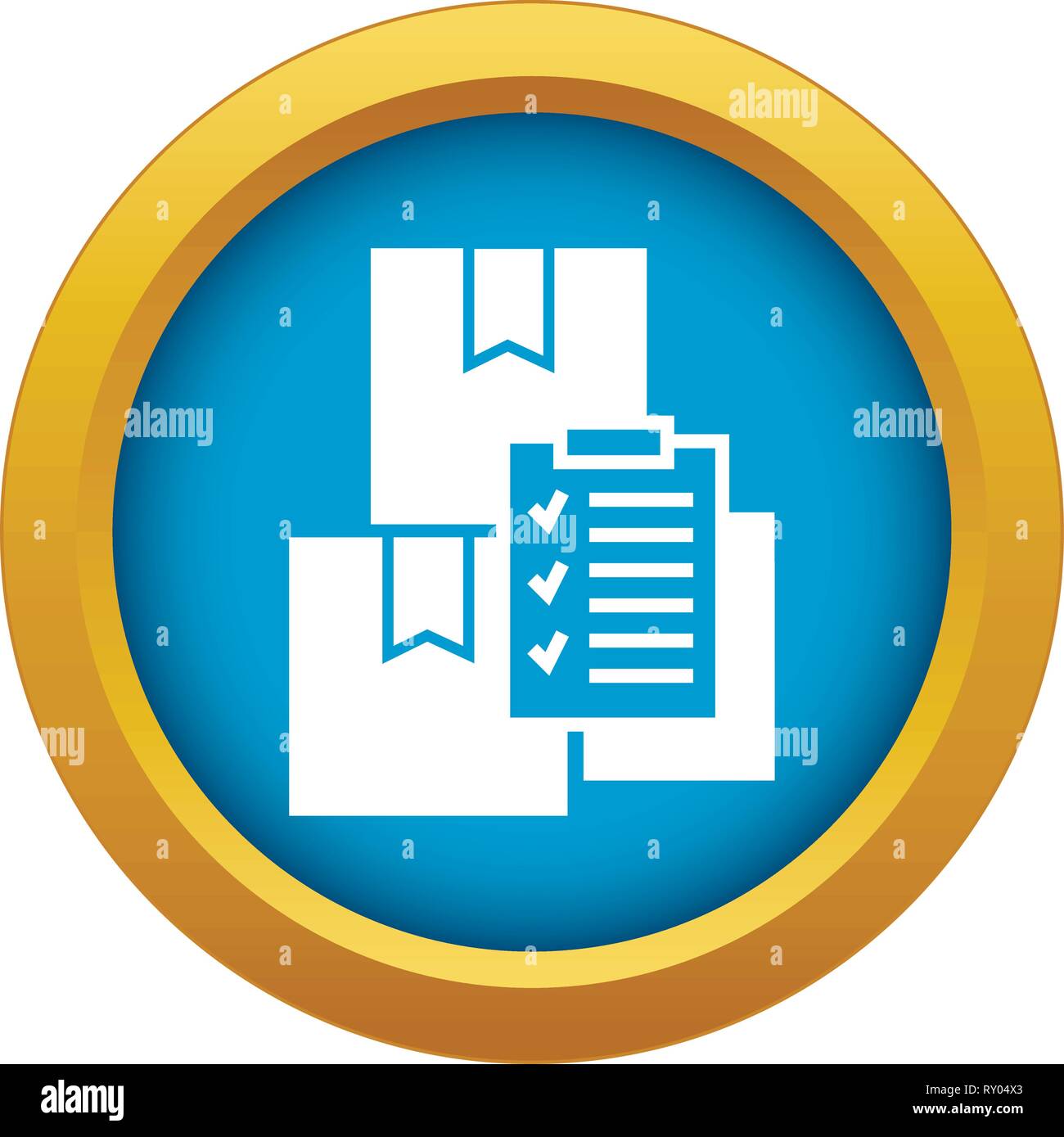Delivery box checklist icon blue vector isolated Stock Vector