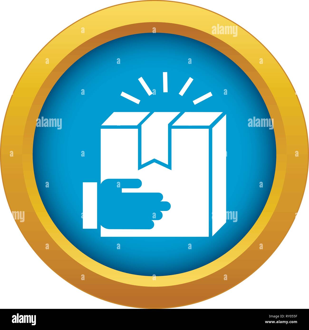 Hand delivery box icon blue vector isolated Stock Vector Image & Art