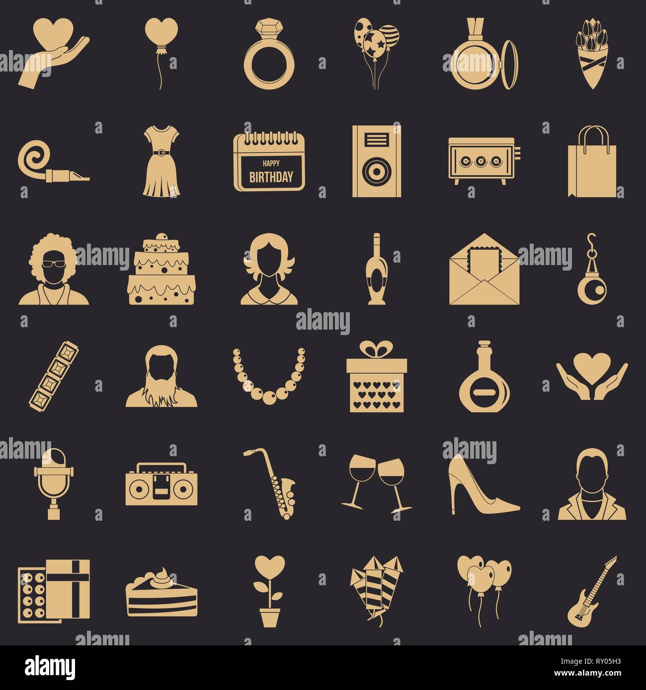 Birthday icons set, simple style Stock Vector Image & Art - Alamy