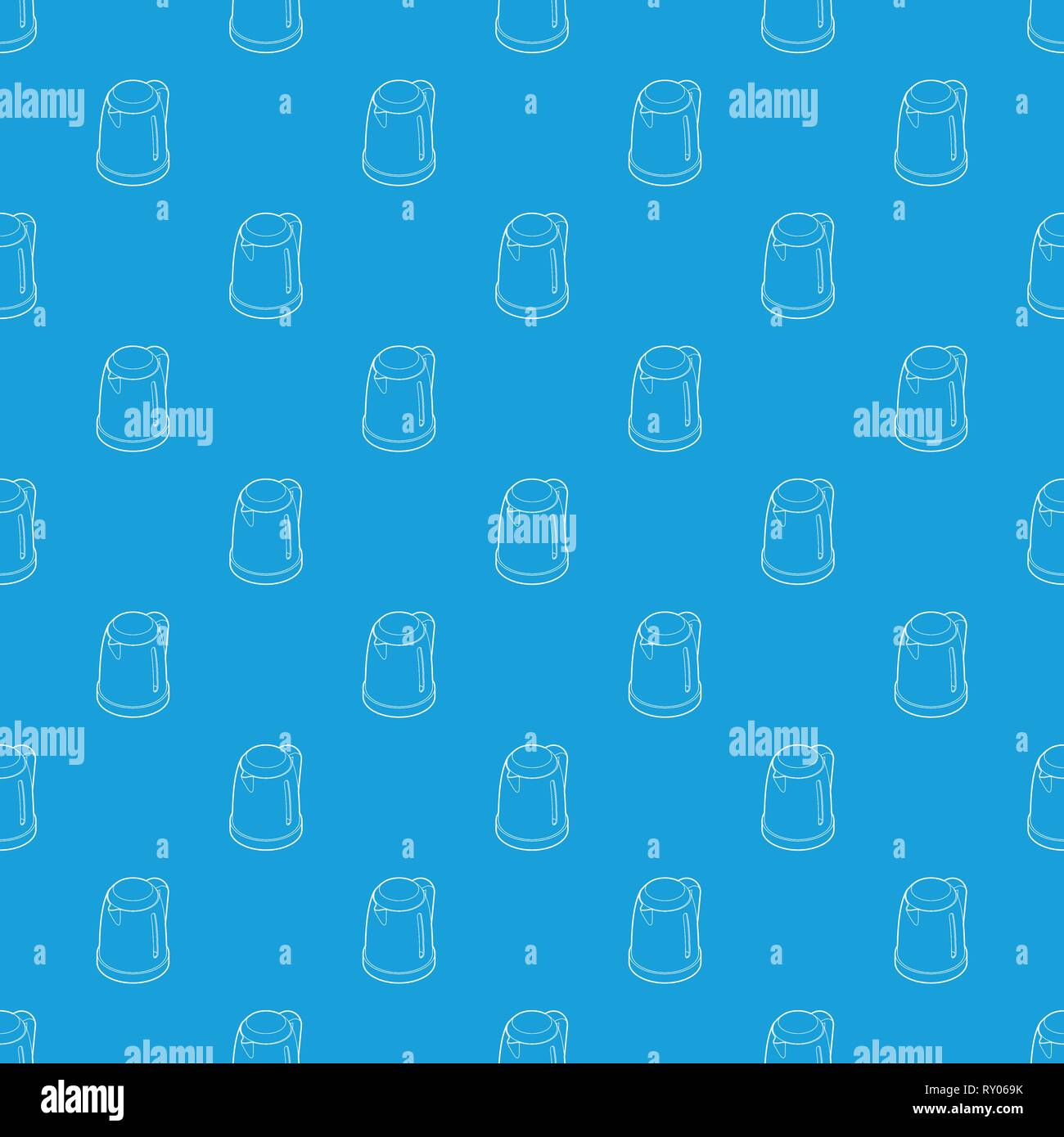 Electric kettle pattern vector seamless blue Stock Vector
