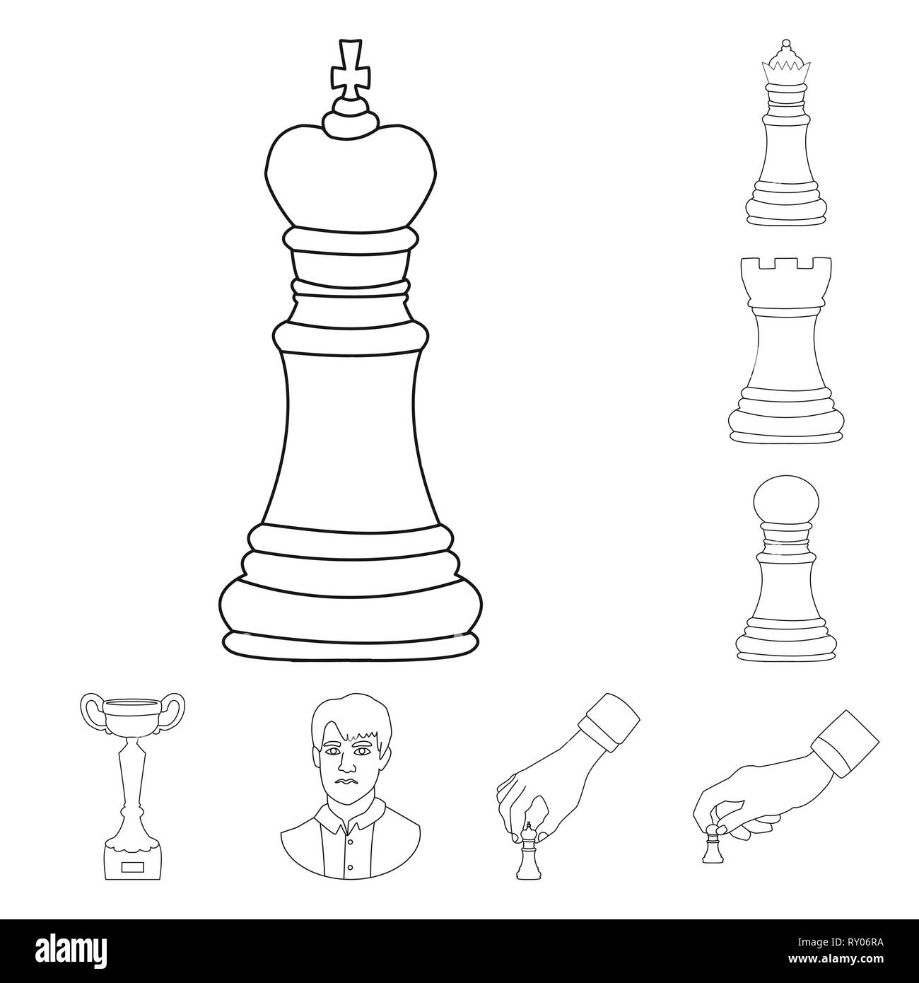 King Queen Rook Pawn Cup Man Hand Board Black Winner Face