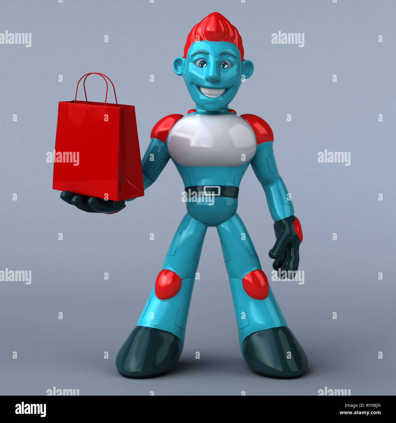 Red Robot - 3D Illustration Stock Photo - Alamy