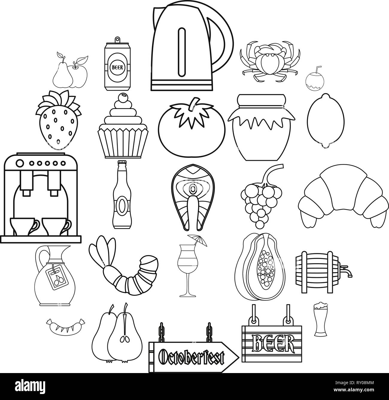 Picnic icons set, outline style Stock Vector Image & Art - Alamy