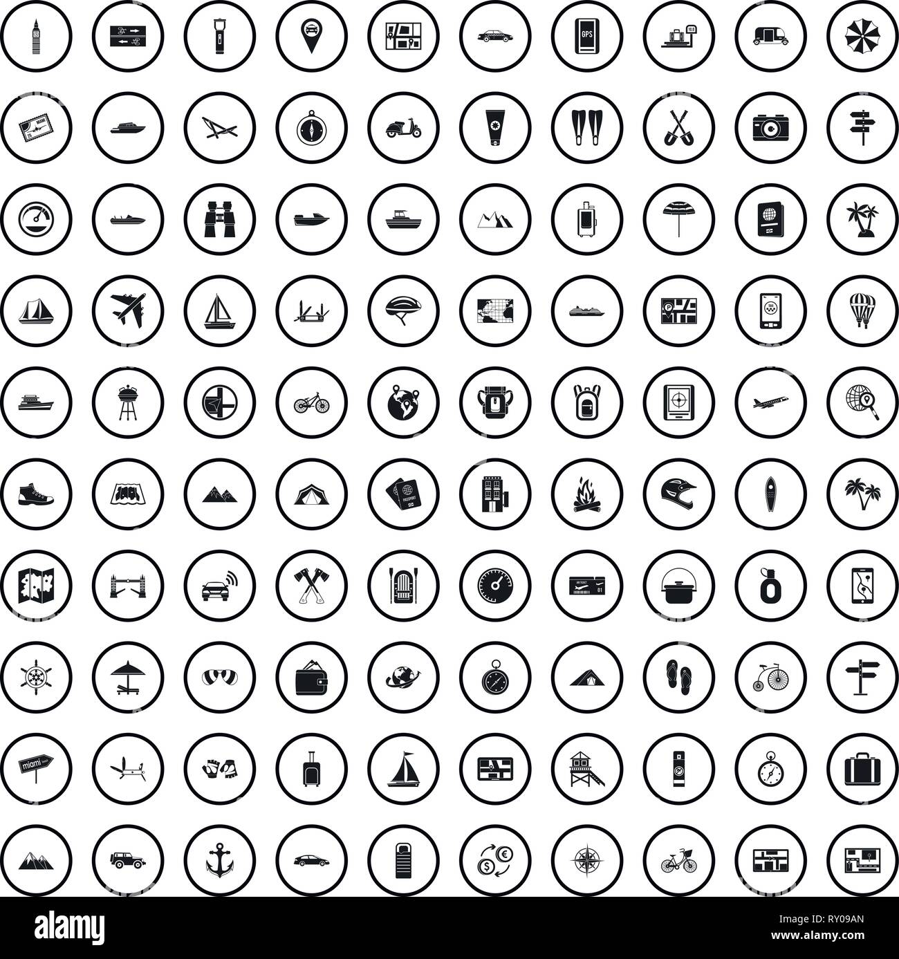 100 travel icons set in simple style Stock Vector Image & Art - Alamy