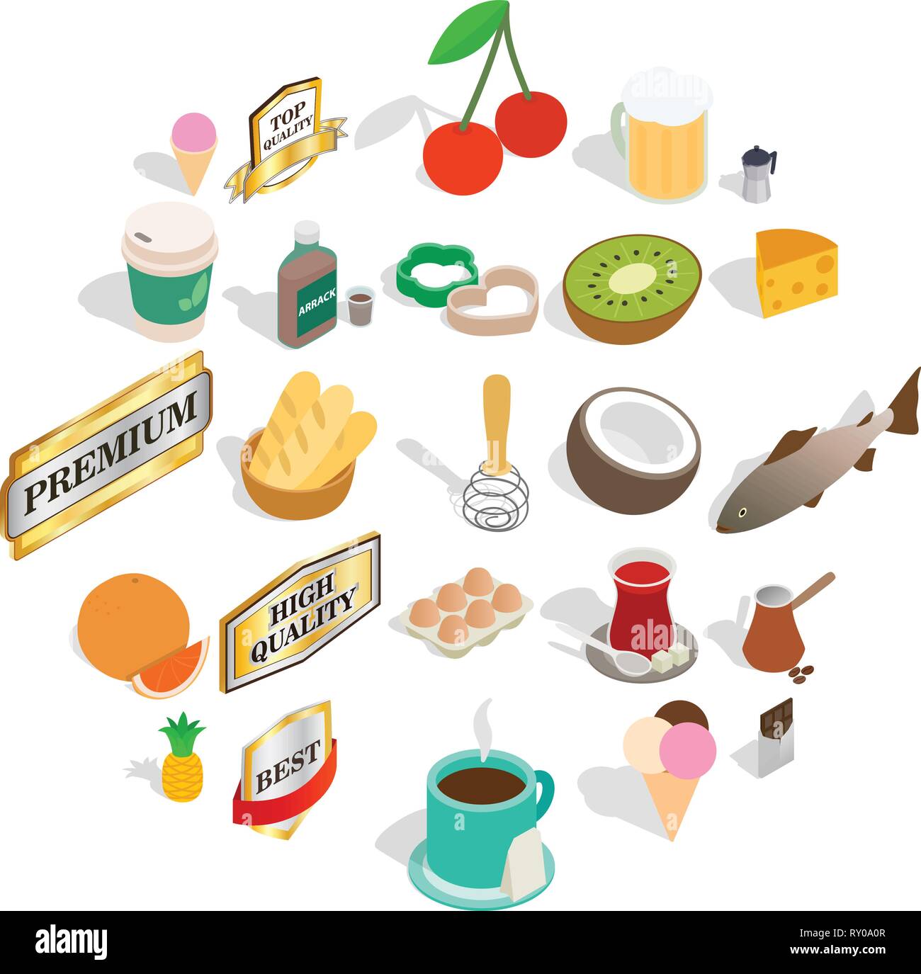 Liquor icons set, isometric style Stock Vector