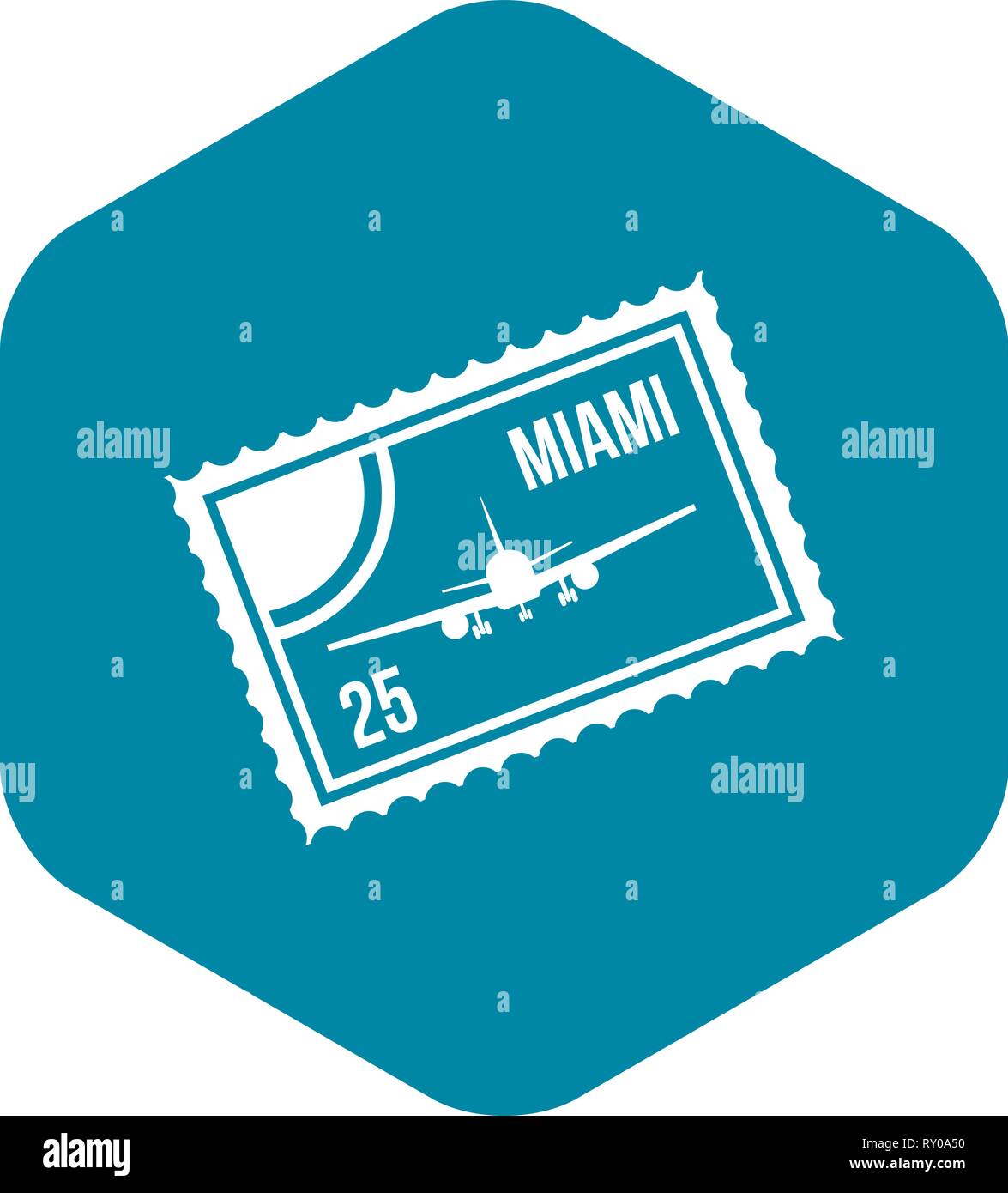 Stamp with plane and text Miami inside icon Stock Vector