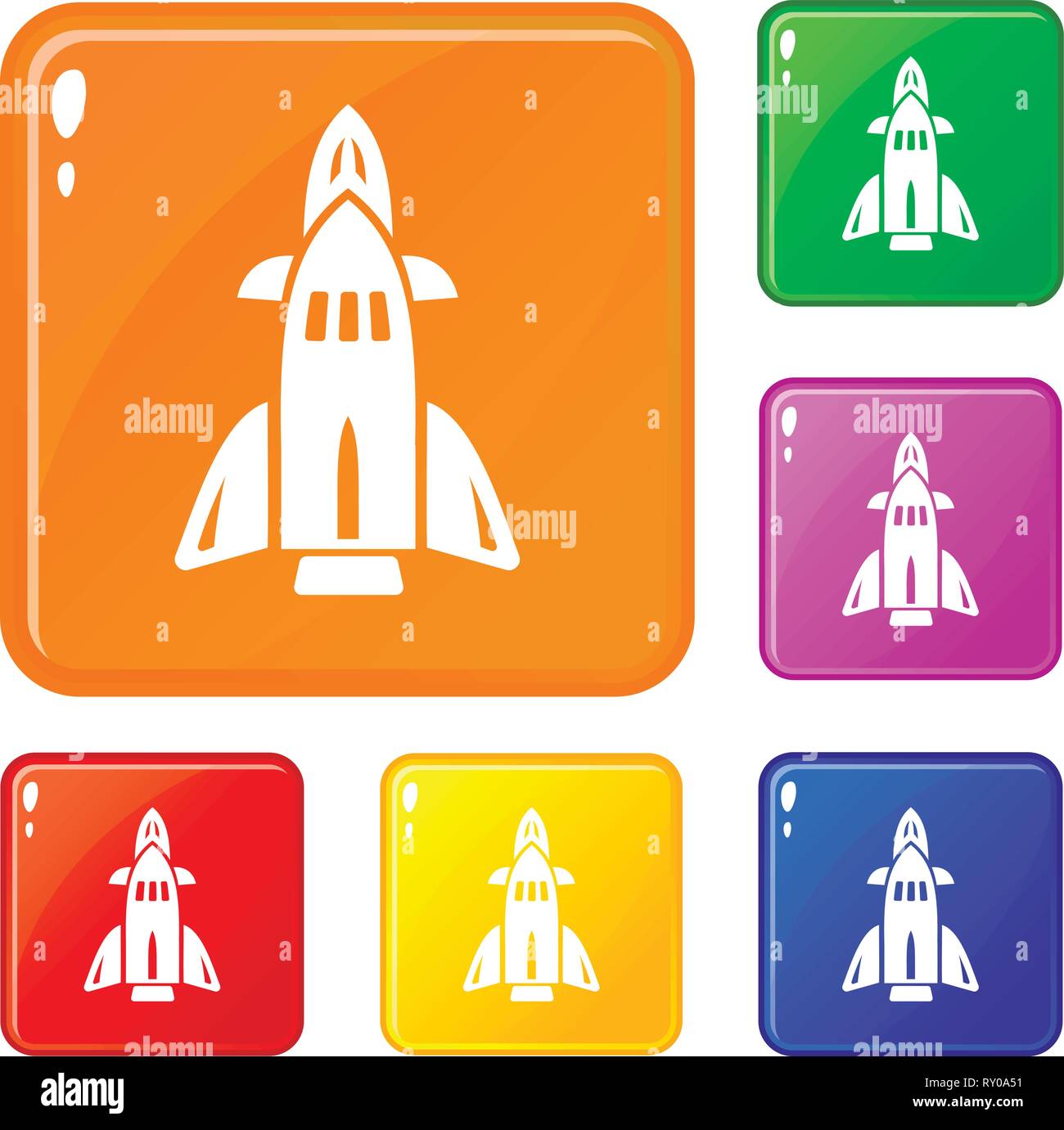 Rocket icons set vector color Stock Vector Image & Art - Alamy