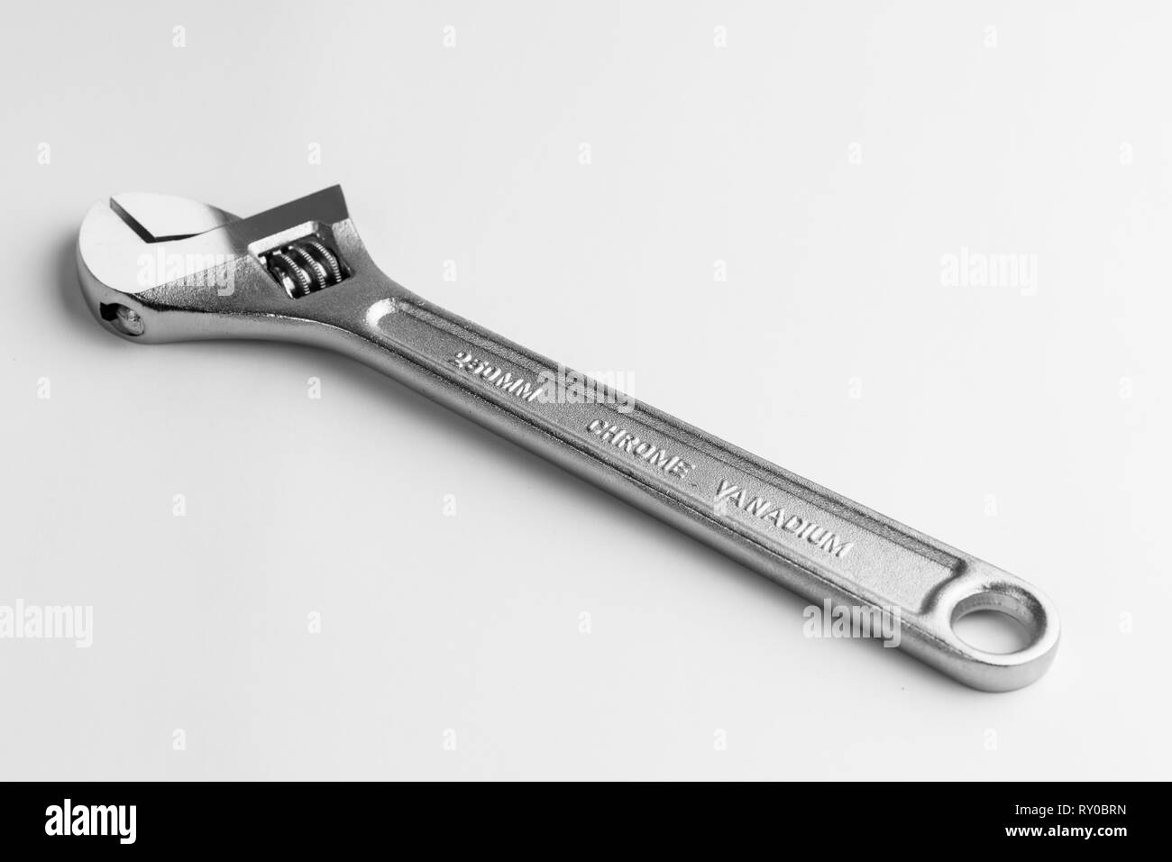 Adjustable Wrench Isolated on White Background Stock Photo