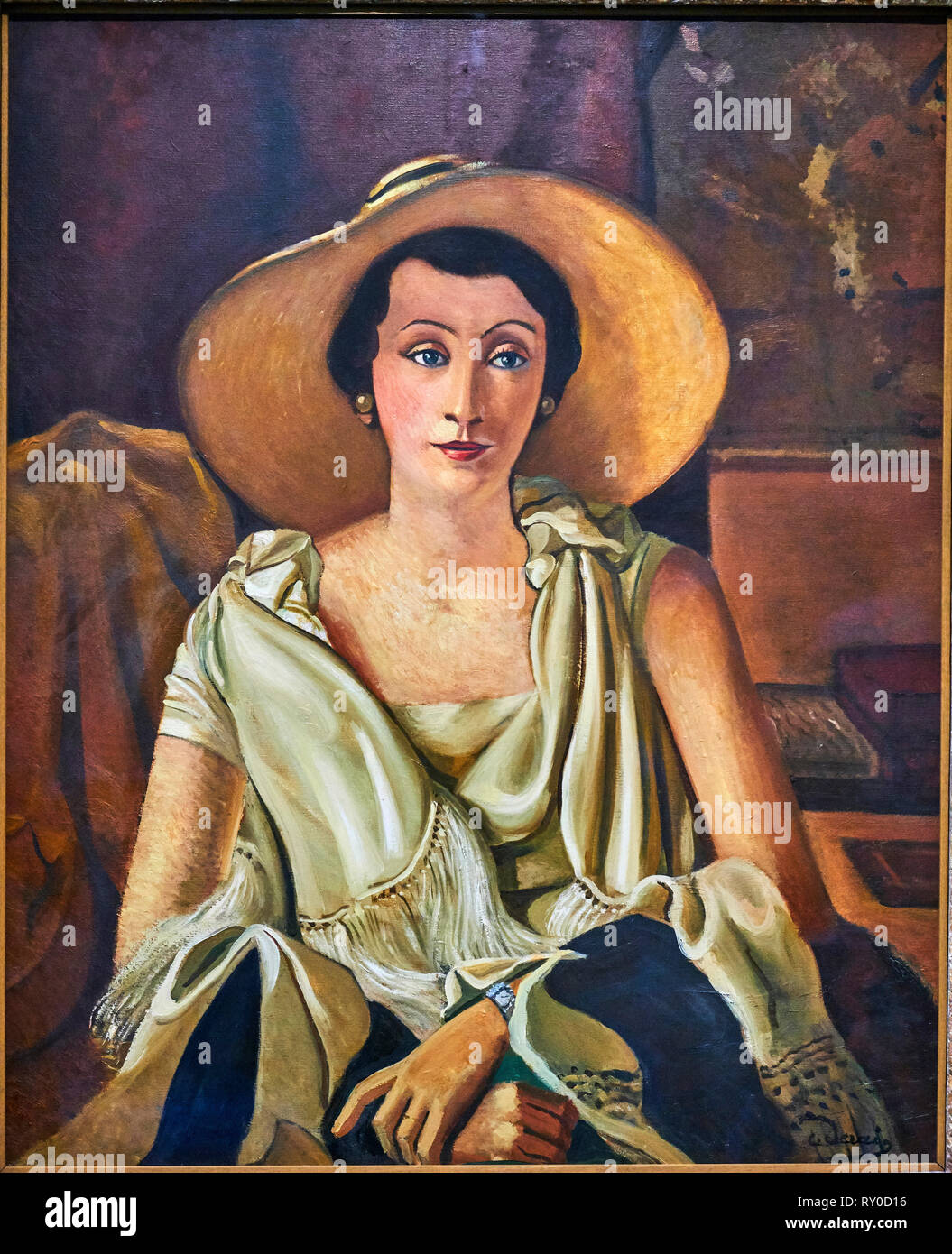 France, Paris, les Tuileries, museum of Orangerie, portrait of Madame Paul Guillaume au grand chapeau by André Derain, 1928 Stock Photo