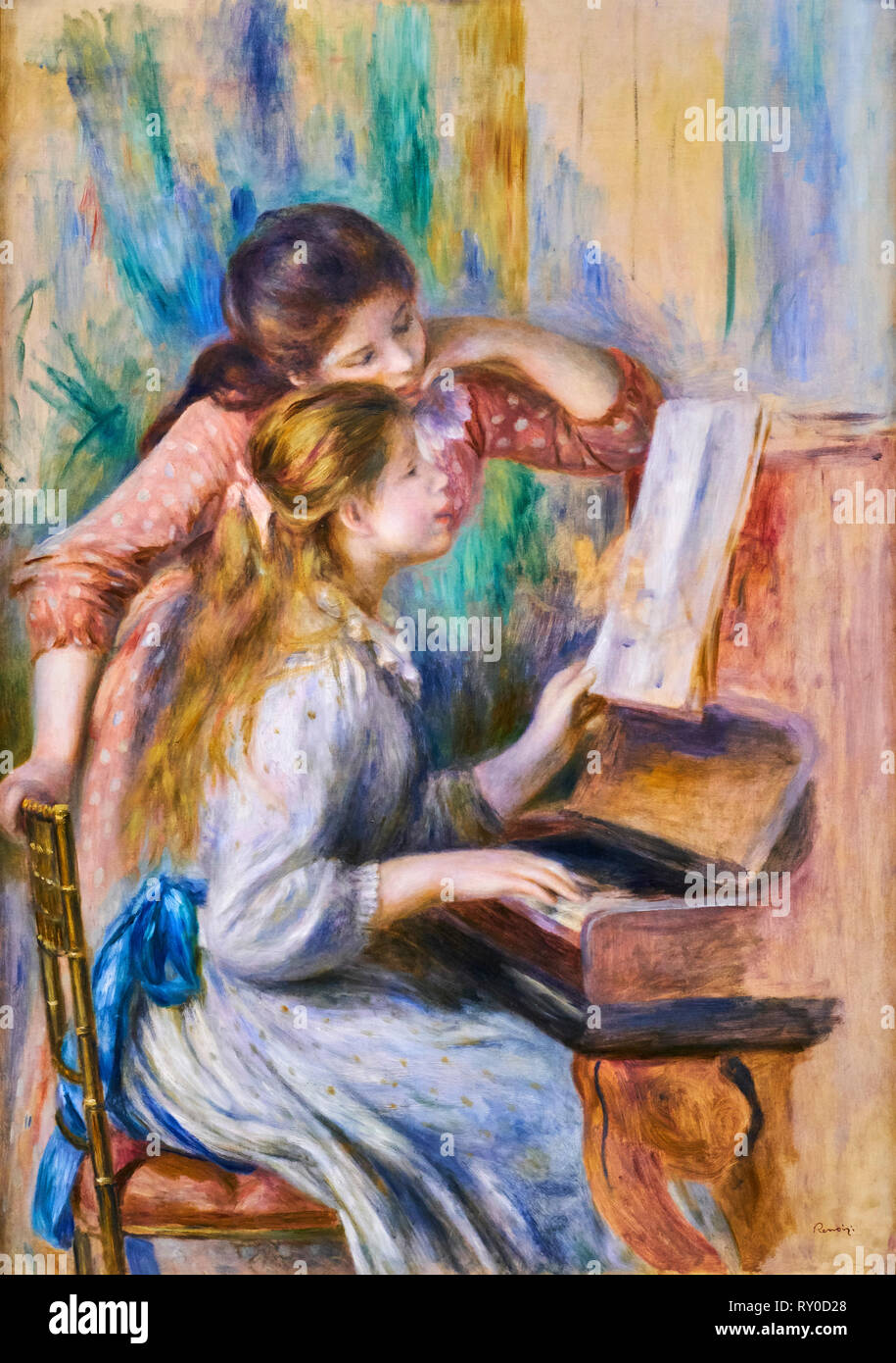 France, Paris, les Tuileries, museum of Orangerie, Jeunes filles au piano by Pierre-Auguste Renoir vers 1892 Stock Photo