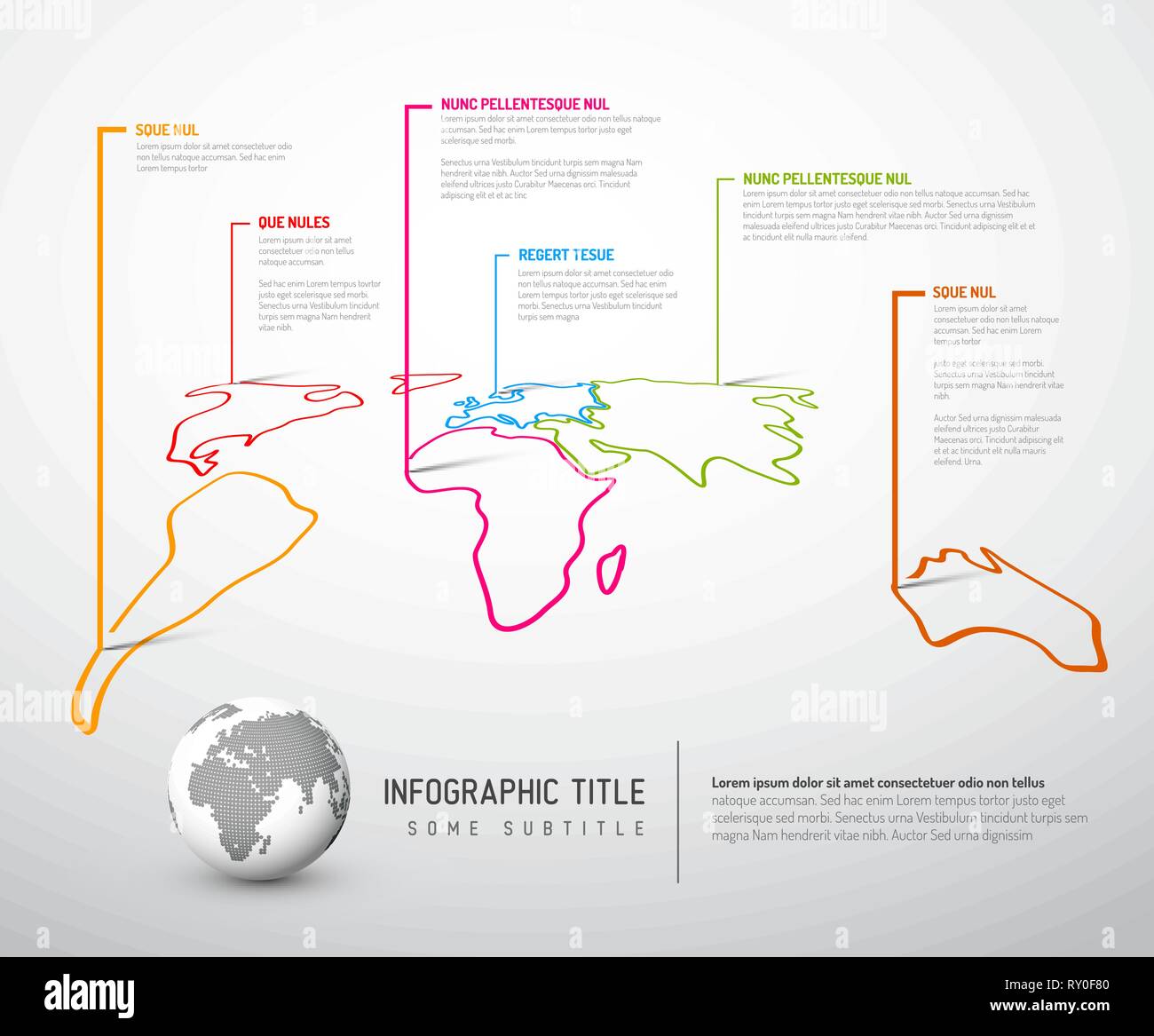 Light World thin line map infographic template with pointer marks Stock ...