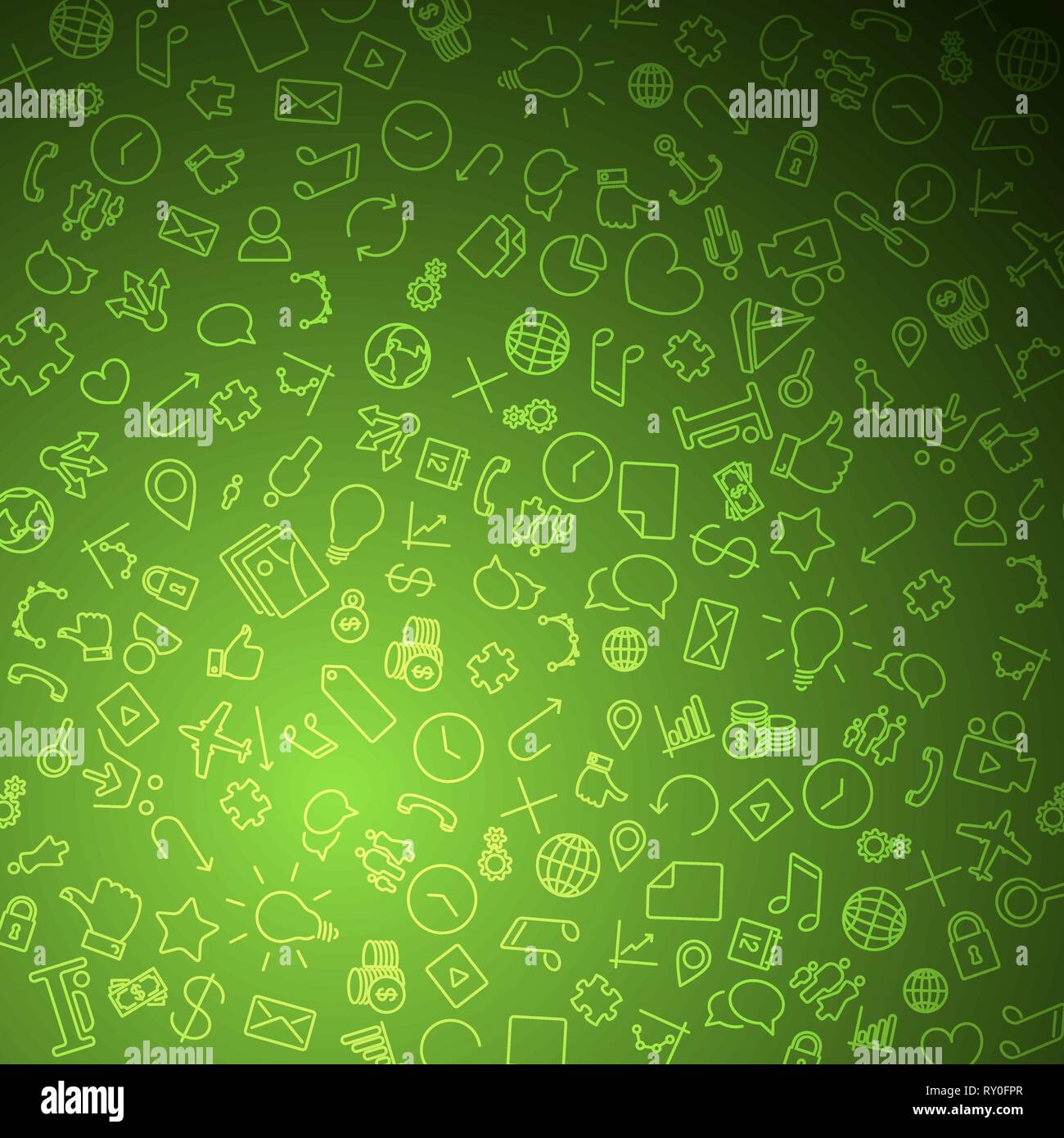 Modern technology background made from icons and pictograms - green ...