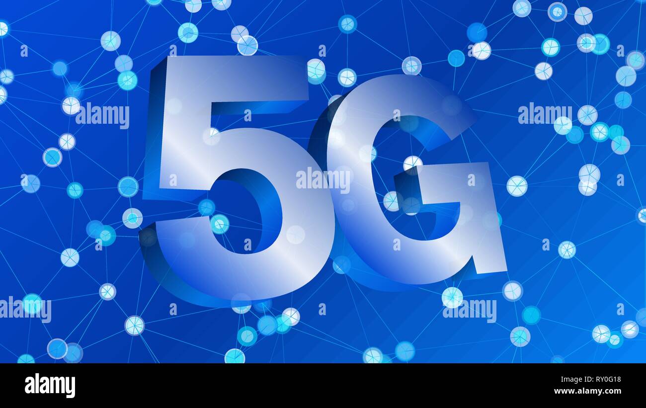 5G technology and mobile networks, vector 3d symbol Stock Vector