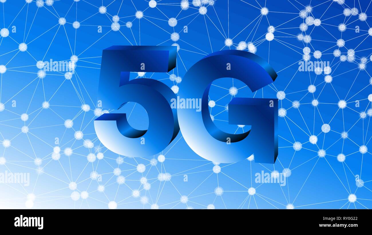 3d vector symbol 5G, abstract shapes background Stock Vector