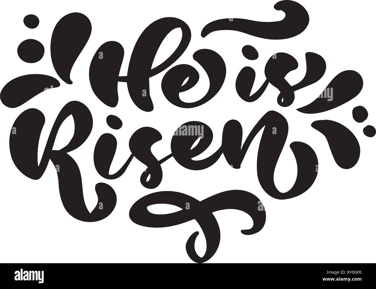 photo Christ Has Risen In Greek Letters https www alamy com hand drawn happy easter modern brush calligraphy lettering christian text he is risen ink vector illustration isolated on white background image240343460 html