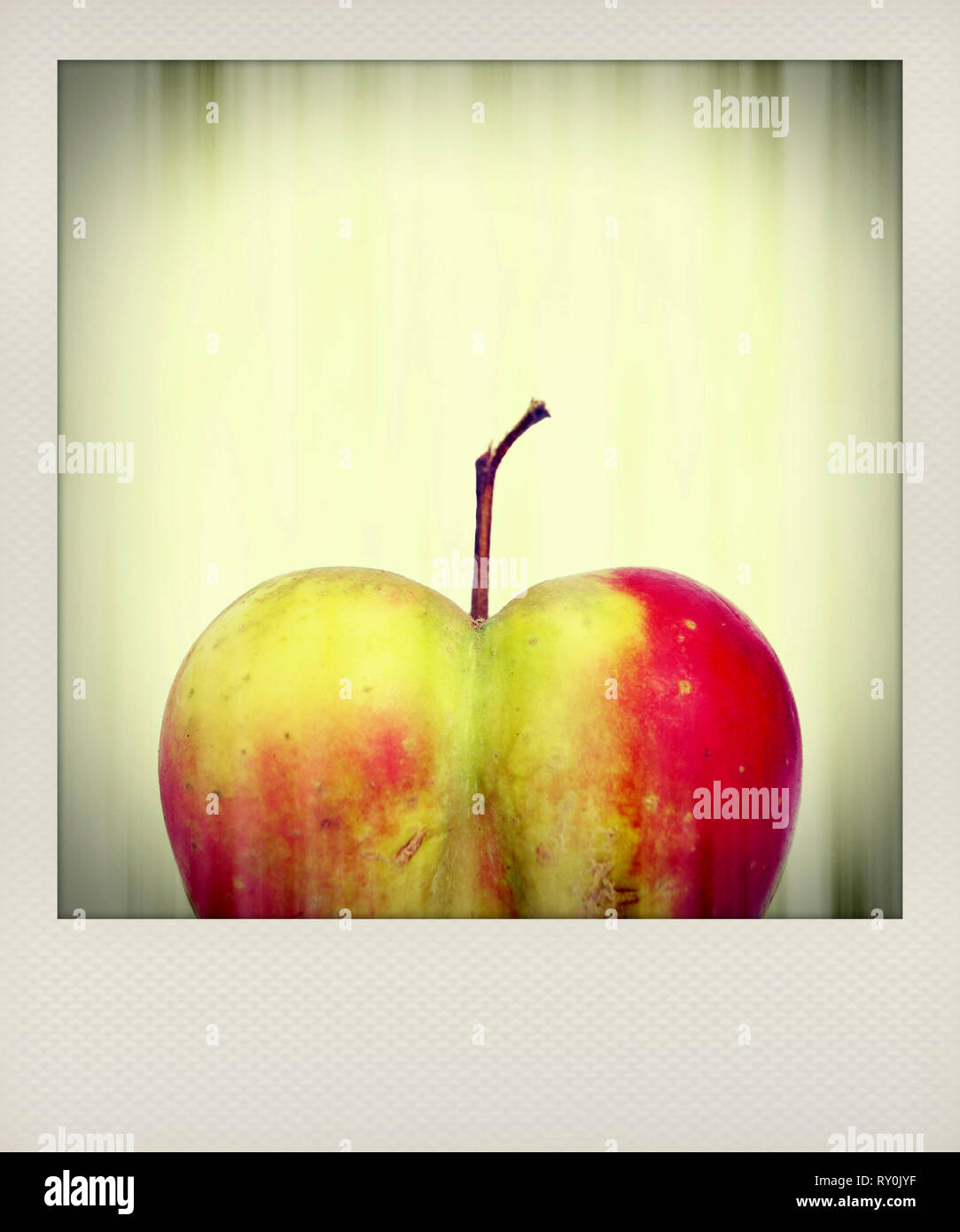 Polaroid photograph of apple Stock Photo