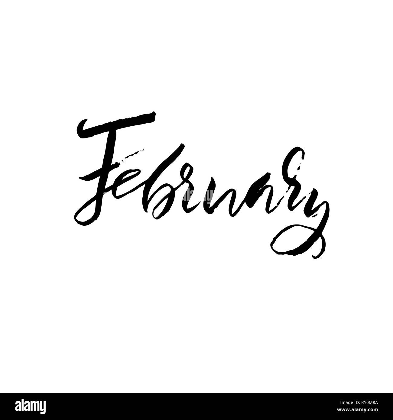 February. lettering banner. Hand drawn calligraphy poster. Vector