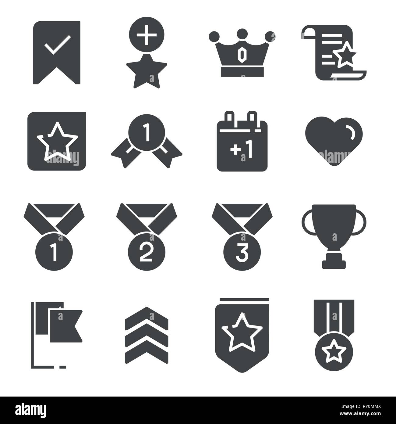 Vector Gray Votes and Rewards icons set on white background Stock Vector