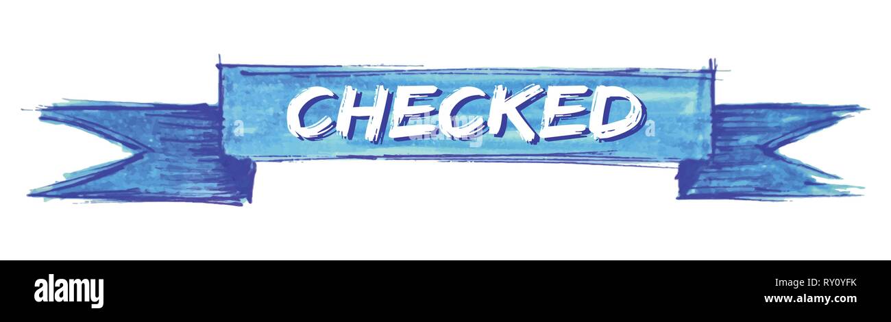 checked hand painted ribbon sign Stock Vector