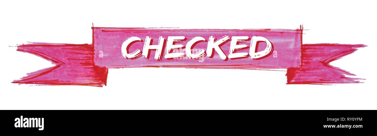 checked hand painted ribbon sign Stock Vector