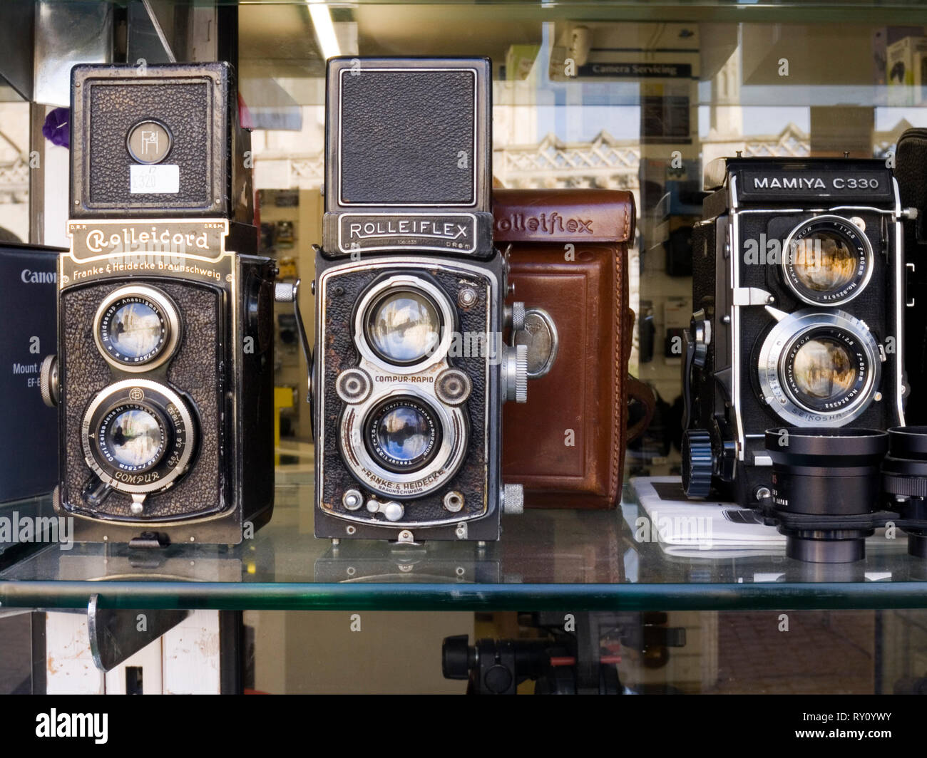 Old Cameras for Sale Stock Photo