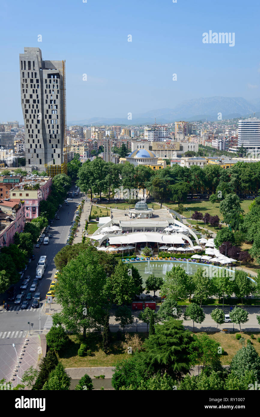 city centre, view from Sky Tower, Tirana, Albania Stock Photo Alamy