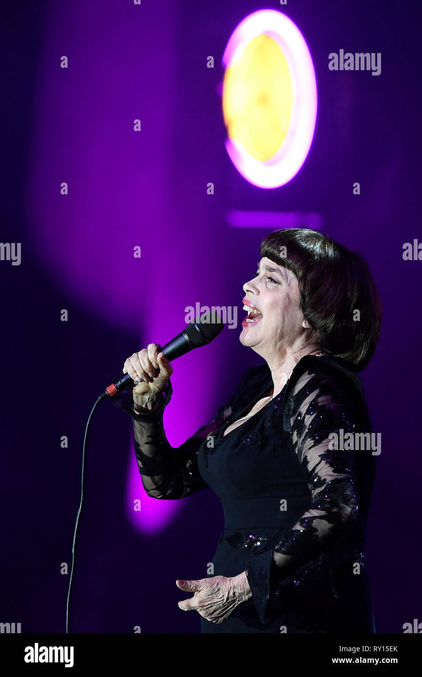 French singer Mireille Mathieu performs in Prague, Czech Republic, March 8, 2019. (CTK Photo/Ondrej Deml) Stock Photo