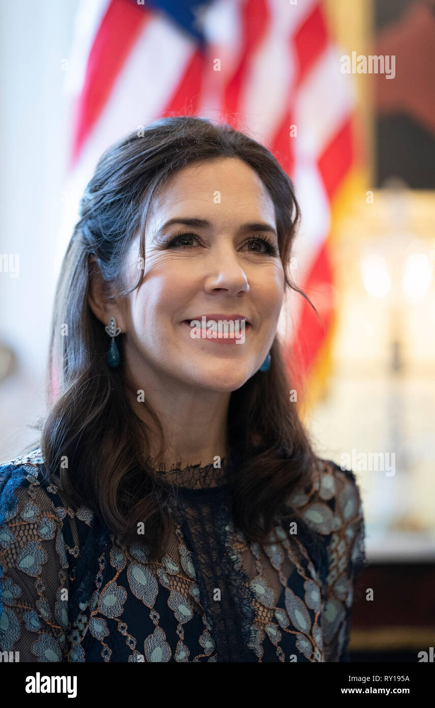 Mary, Crown Princess of Denmark, during an appearance at the Texas Governor's Mansion in Austin. Stock Photo