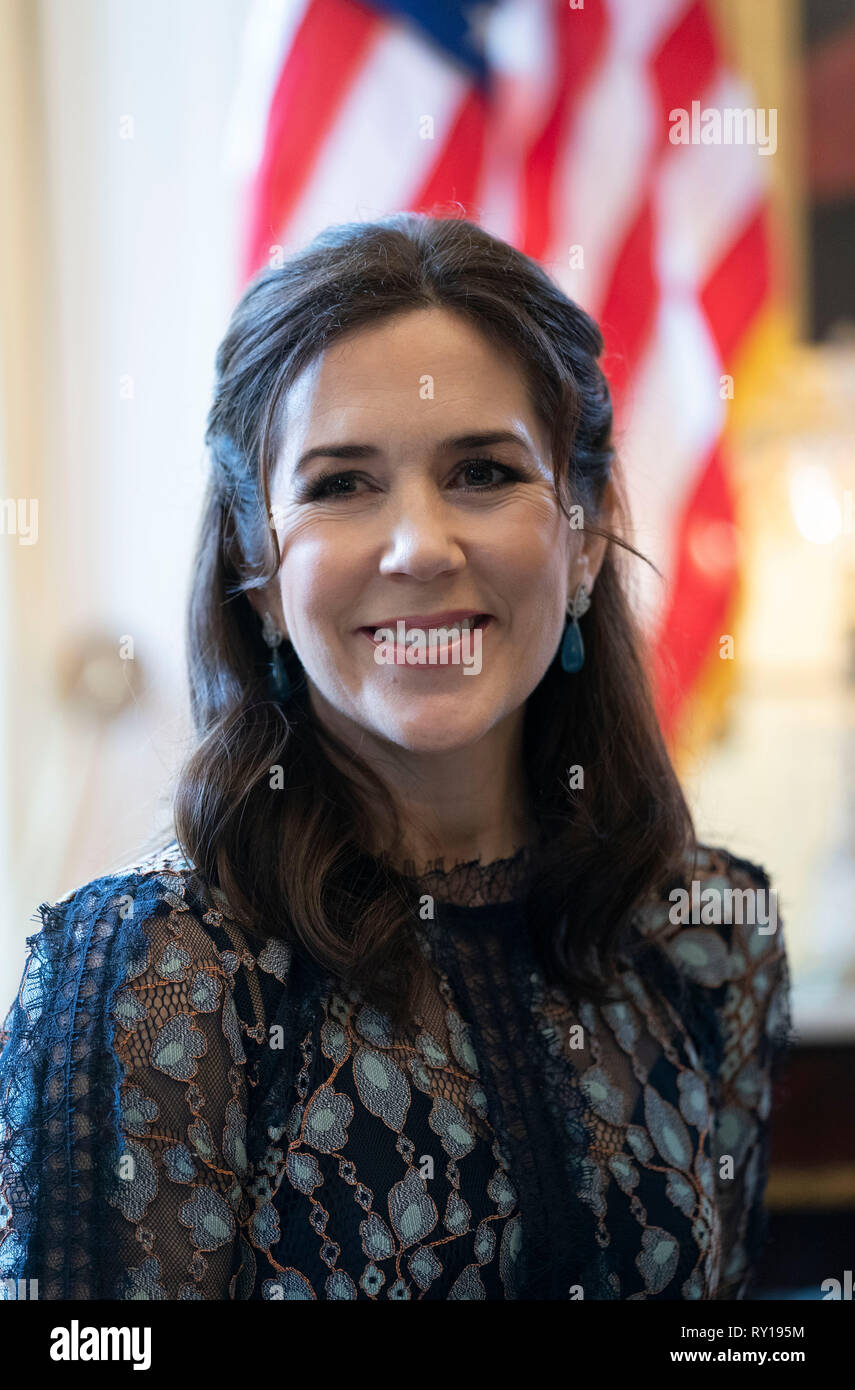 Mary, Crown Princess of Denmark, during an appearance at the Texas Governor's Mansion in Austin. Stock Photo