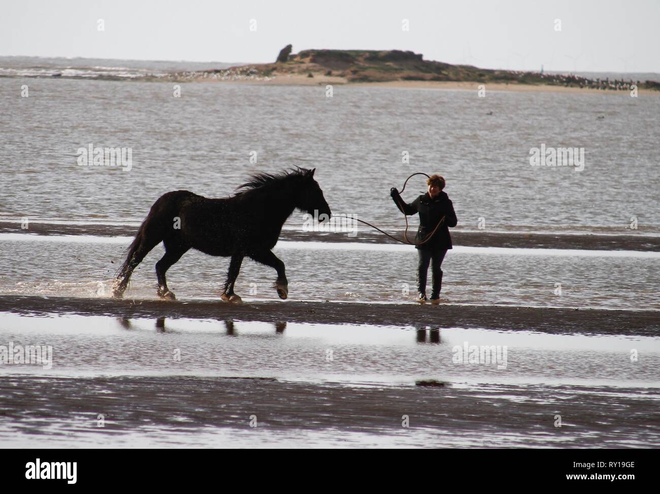 West Kirby, Uk, 11th March 2019, Locals take a stroll in winter sun in west kirby in the Wirral  credit Ian Fairbrother /Alamy Live News Stock Photo