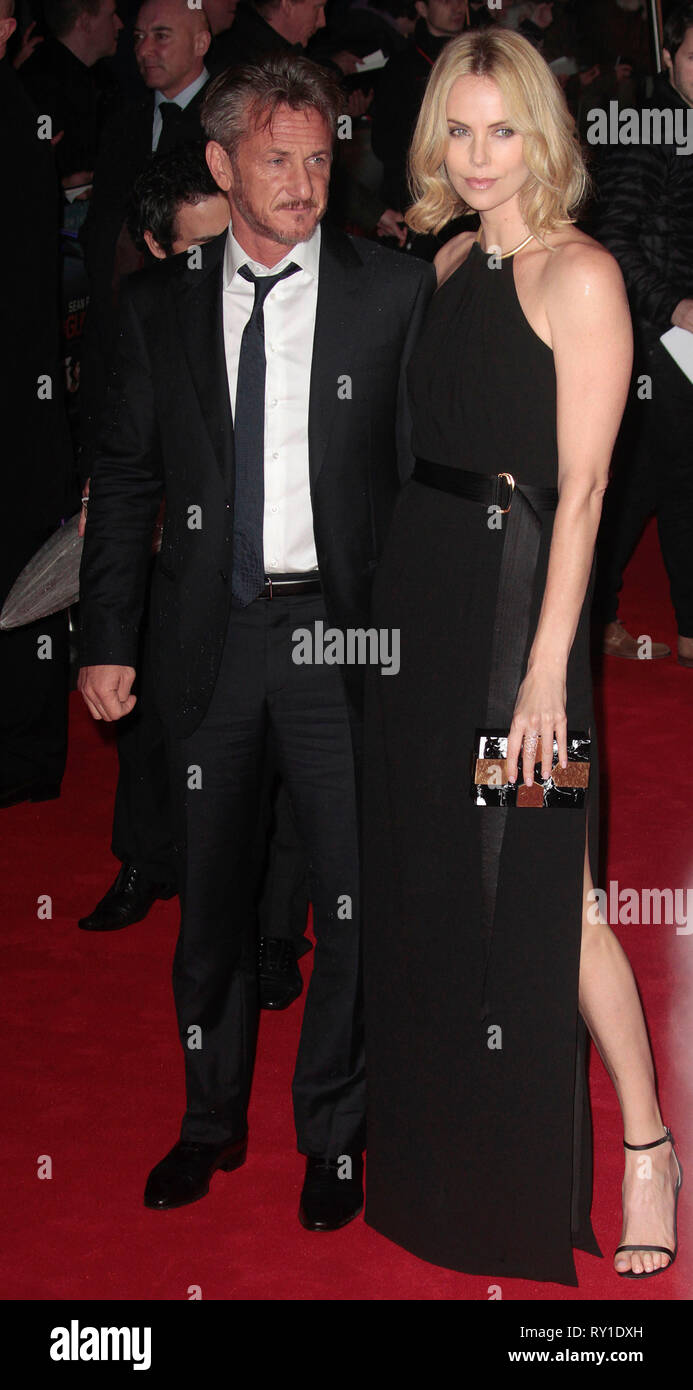 Feb 16, 2015 - London, England, UK - The Gunman World Premiere, BFI Southbank - VIP Arrivals Photo Shows: Sean Penn and Charlize Theron Stock Photo