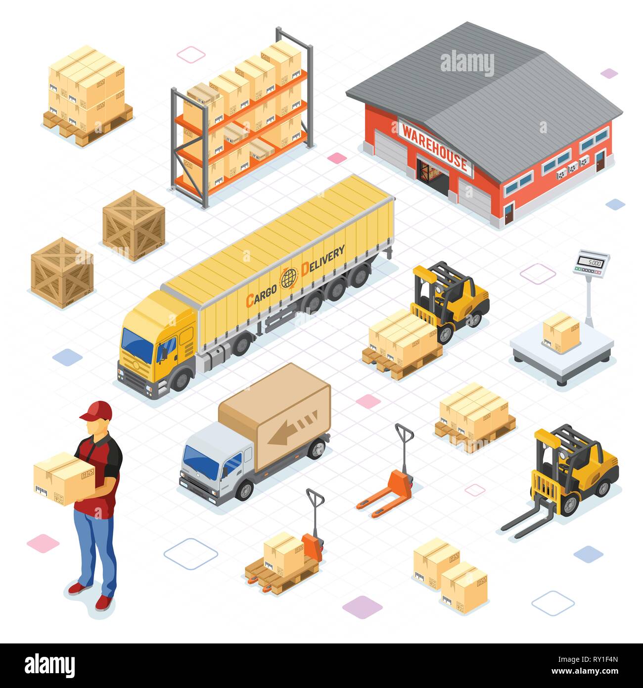 Warehouse Storage and Delivery Isometric Icons Set Stock Vector Image ...
