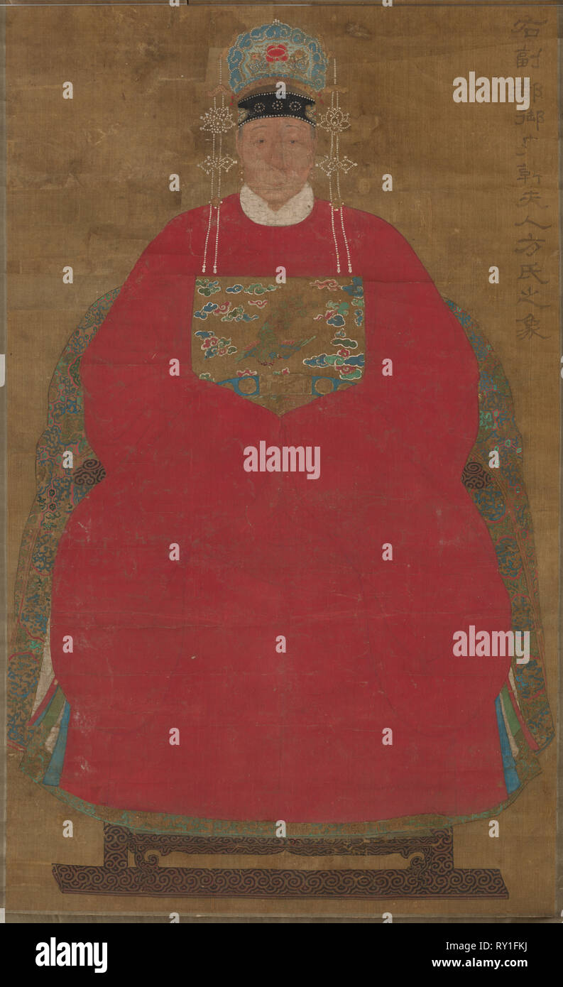 Madam Han Neefang, 1368- 1644. China, Ming dynasty (1368-1644). Hanging scroll, ink and color on silk; painting: 130 x 78.3 cm (51 3/16 x 30 13/16 in Stock Photo