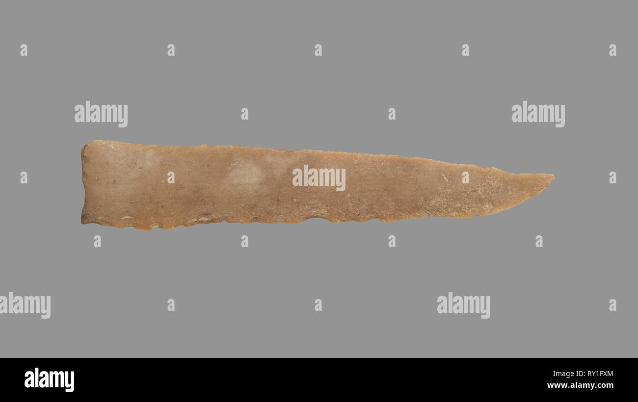 Sickle Blade, 1980-1801 BC. Egypt, Middle Kingdom, Dynasty 12. Flint; overall: 5 cm (1 15/16 in Stock Photo