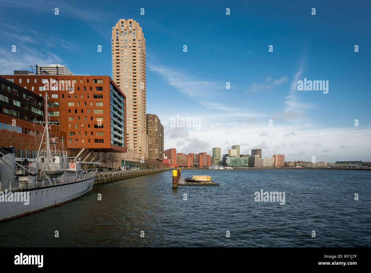 The View Rijnhaven View across the Rijnhaven with New Orleans skyscraper in the foreground ...