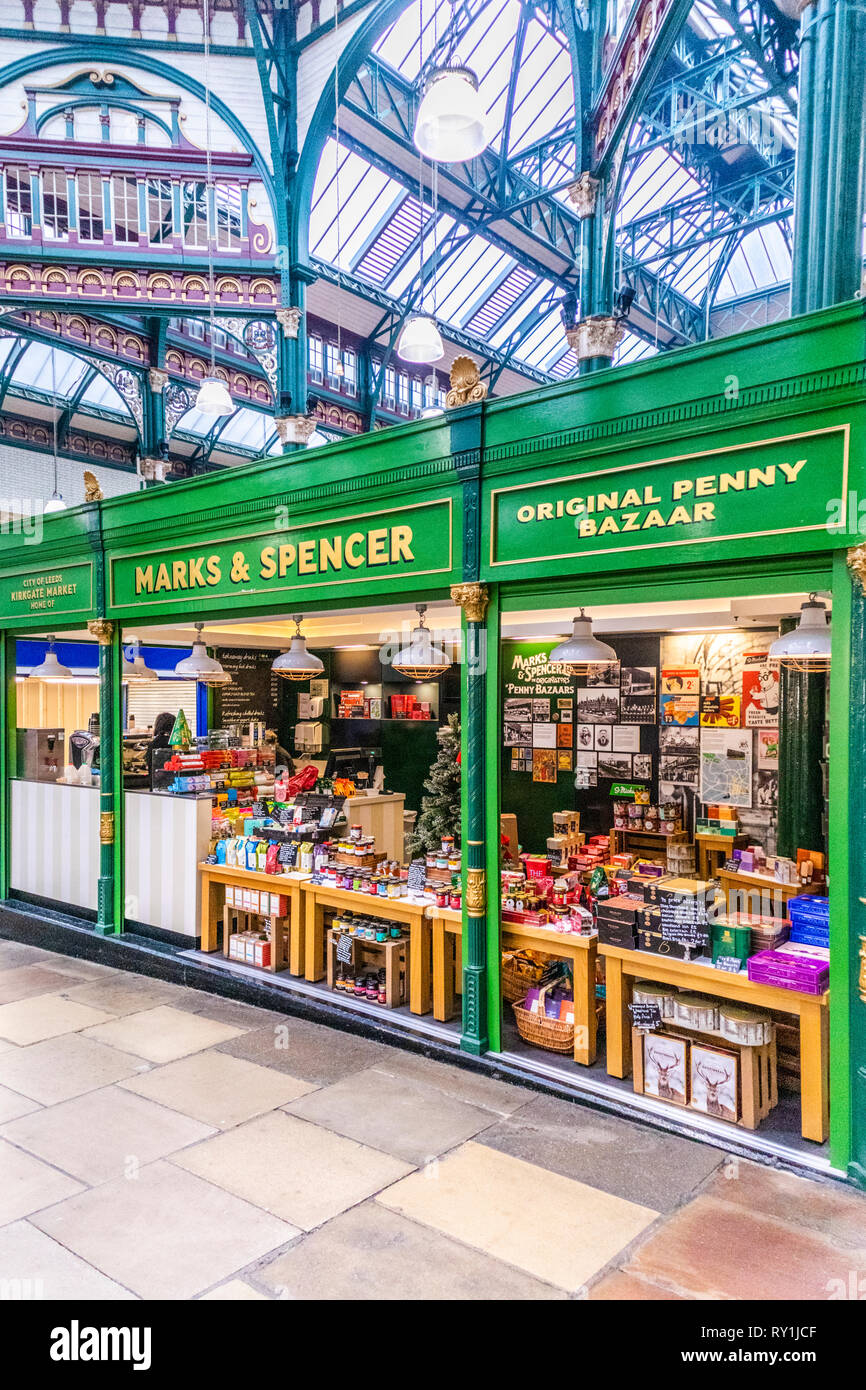 Marks and Spencer Original Penny Bazaar in Leeds Kirkgate Market, Leeds, West Yorkshire UK Stock Photo