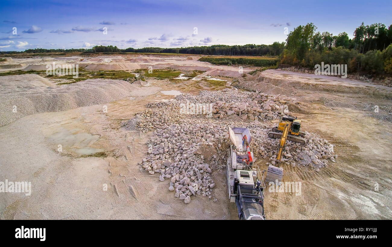 The big limestone rocks and the big trucks that processed the big ...