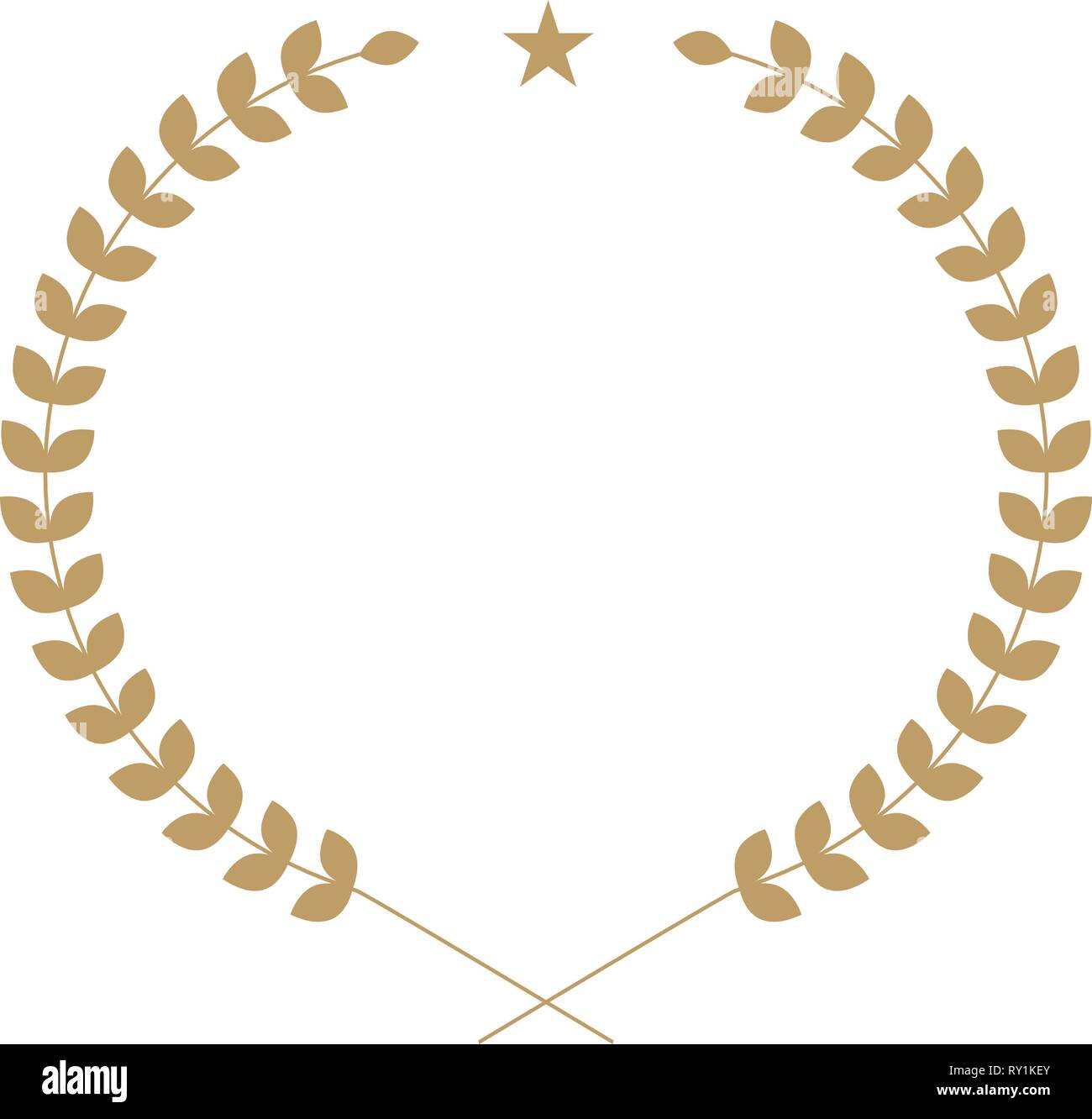 Round Wreath symbol with leaf and star icon. Vector illustration. Stock Vector