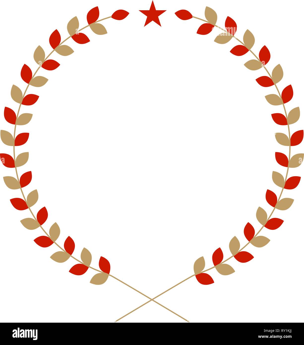 Round Wreath symbol with leaf and star icon. Vector illustration. Stock Vector