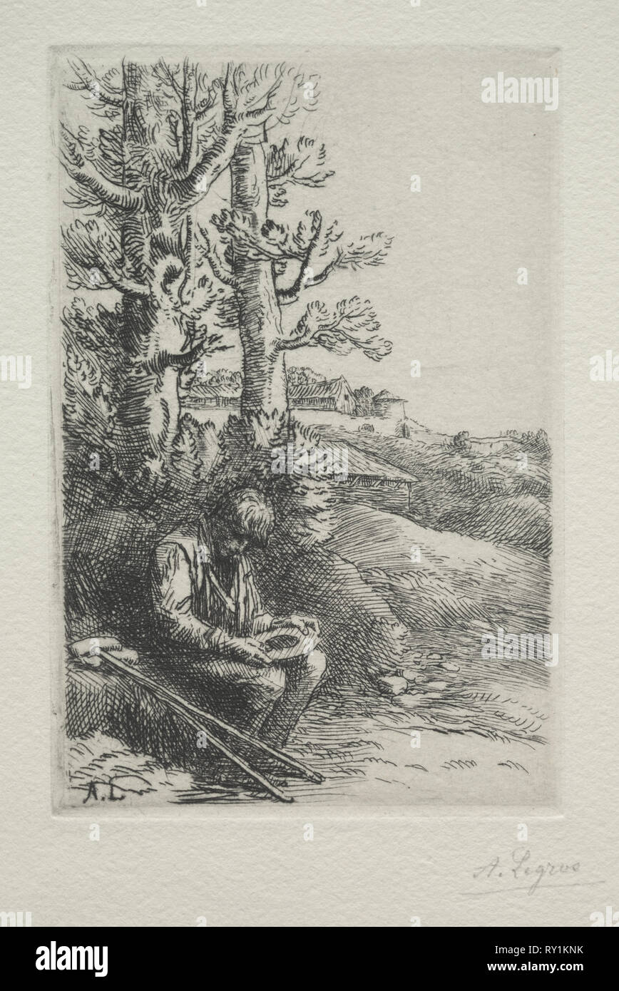 The Little Beggar. Alphonse Legros (French, 1837-1911). Etching Stock Photo