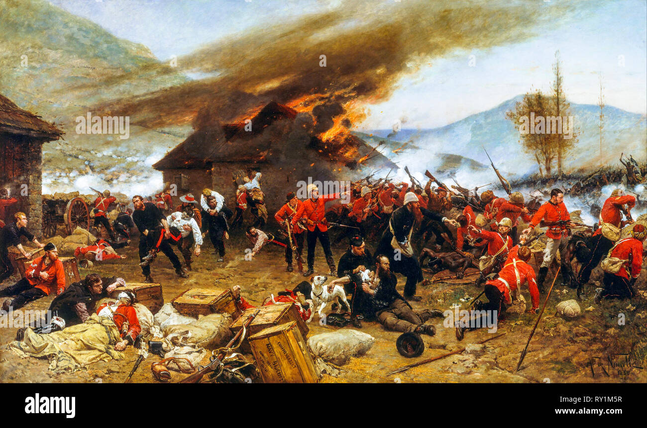 The defence of Rorke's Drift 1879, painting, 1880 by Alphonse de