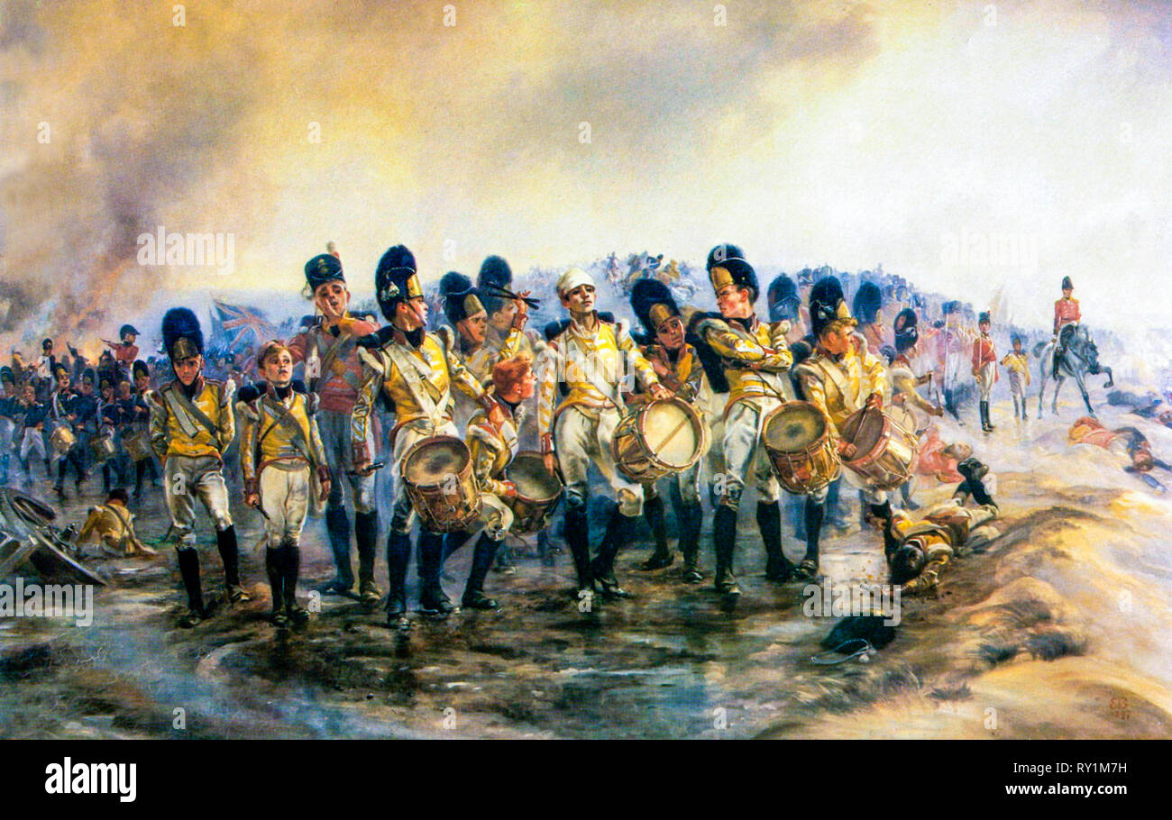 Steady the Drums and Fifes !, oil on canvas painting, 1897, by Elizabeth Thompson (Lady Butler) Stock Photo