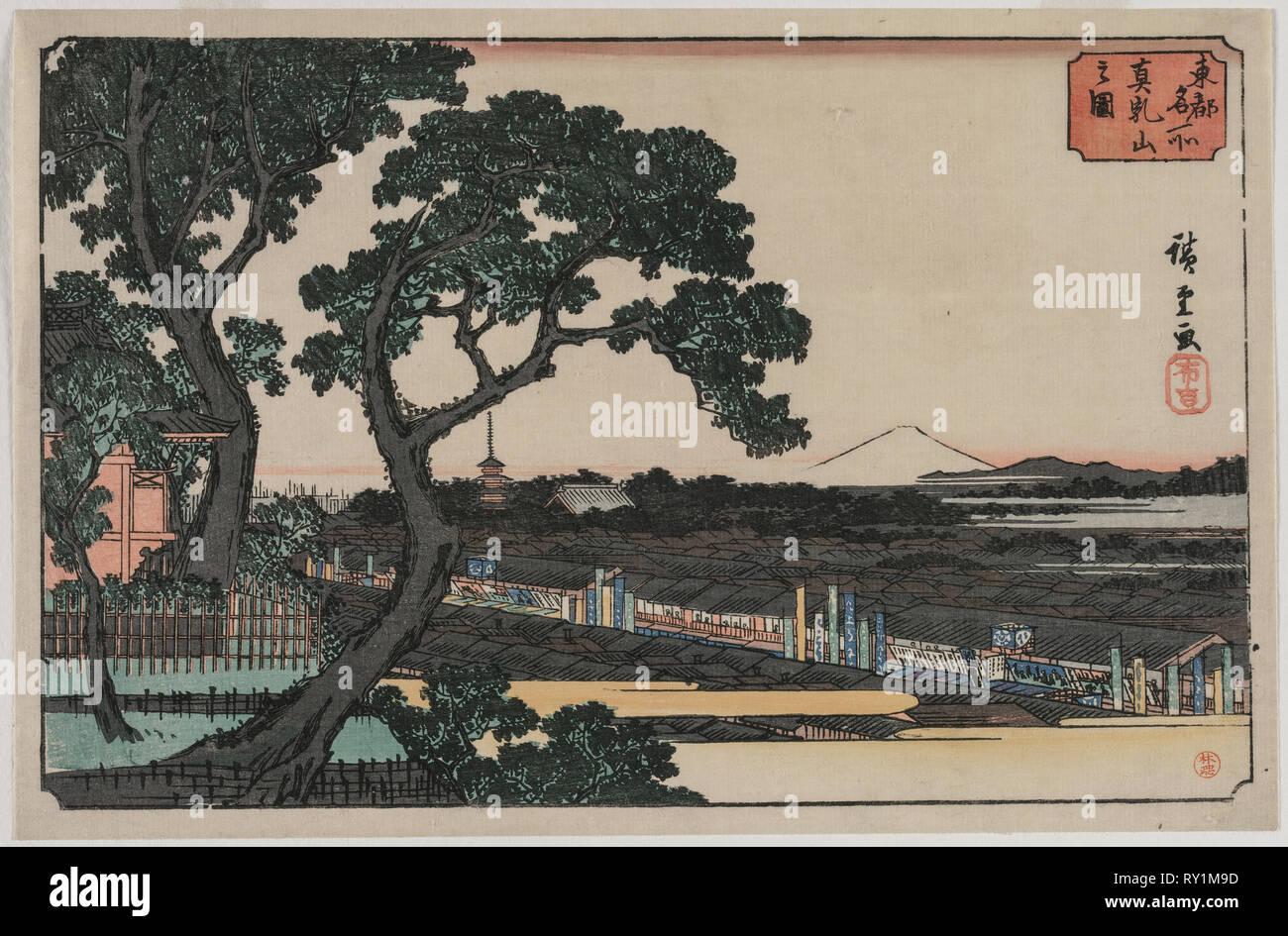 Picture of Matsuchiyama (from the series Famous Places in the Eastern Capital), late 1830s or early 1840s. Ando Hiroshige (Japanese, 1797-1858). Color woodblock print; sheet: 34.4 x 22 cm (13 9/16 x 8 11/16 in Stock Photo