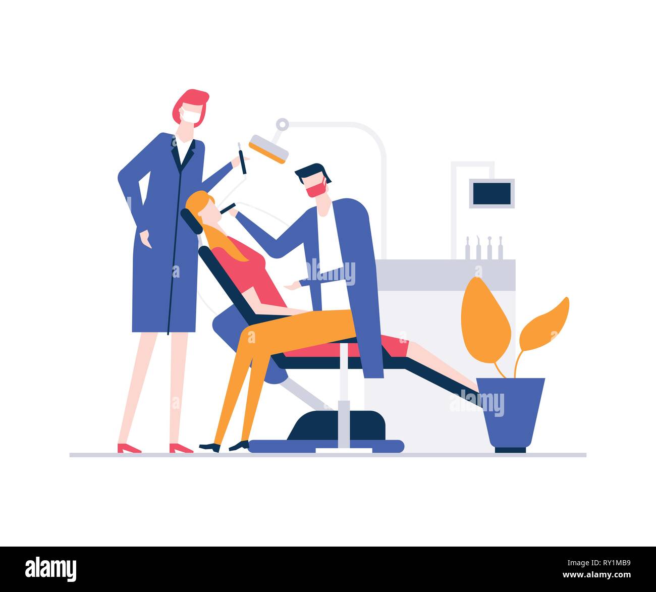 At the dentist - colorful flat design style illustration Stock Vector