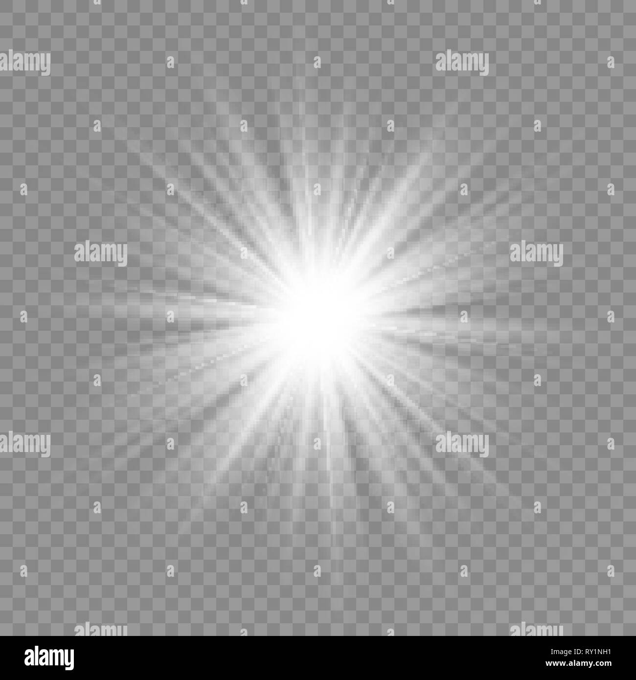 Glow transparent vector light effect set, explosion, glitter, spark, sun flash. Stock Vector