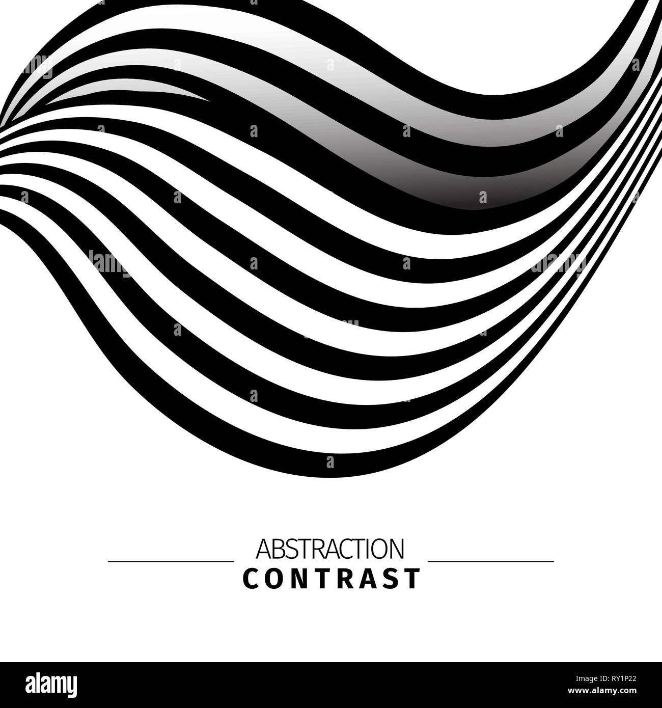 Abstract black and white 3d waves color background with text space. Wavy backdrop composition. Monochrome wave-like drawing. Contrast stripes vector illustration. Minimalistic poster concept Stock Vector